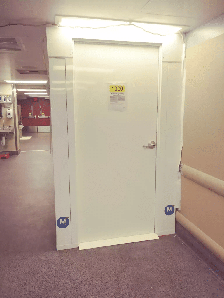 a temporary wall solution being used for infection control